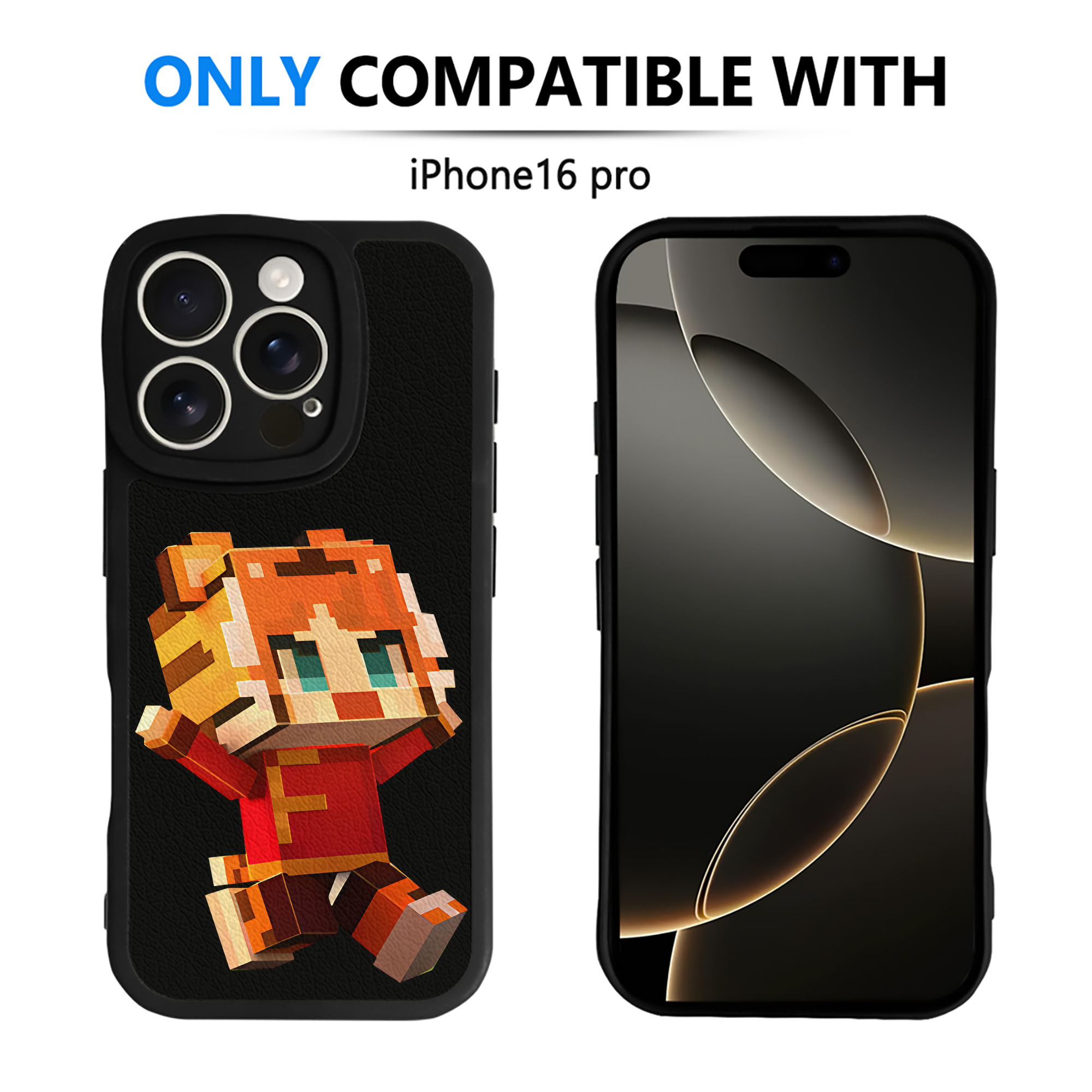 （画像用） マインクラフト ブロックの世界 Minecraft MC Block world 【iPhone 16シリーズ対応】シリコンスマホケース（レザー調） 材質：シリコン